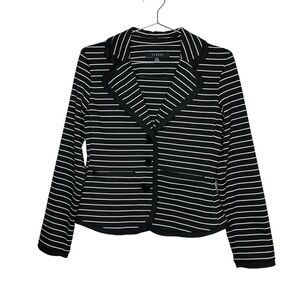 SANDRO Studio Striped Blazer Wednesday Addams Black & White Dark Academia